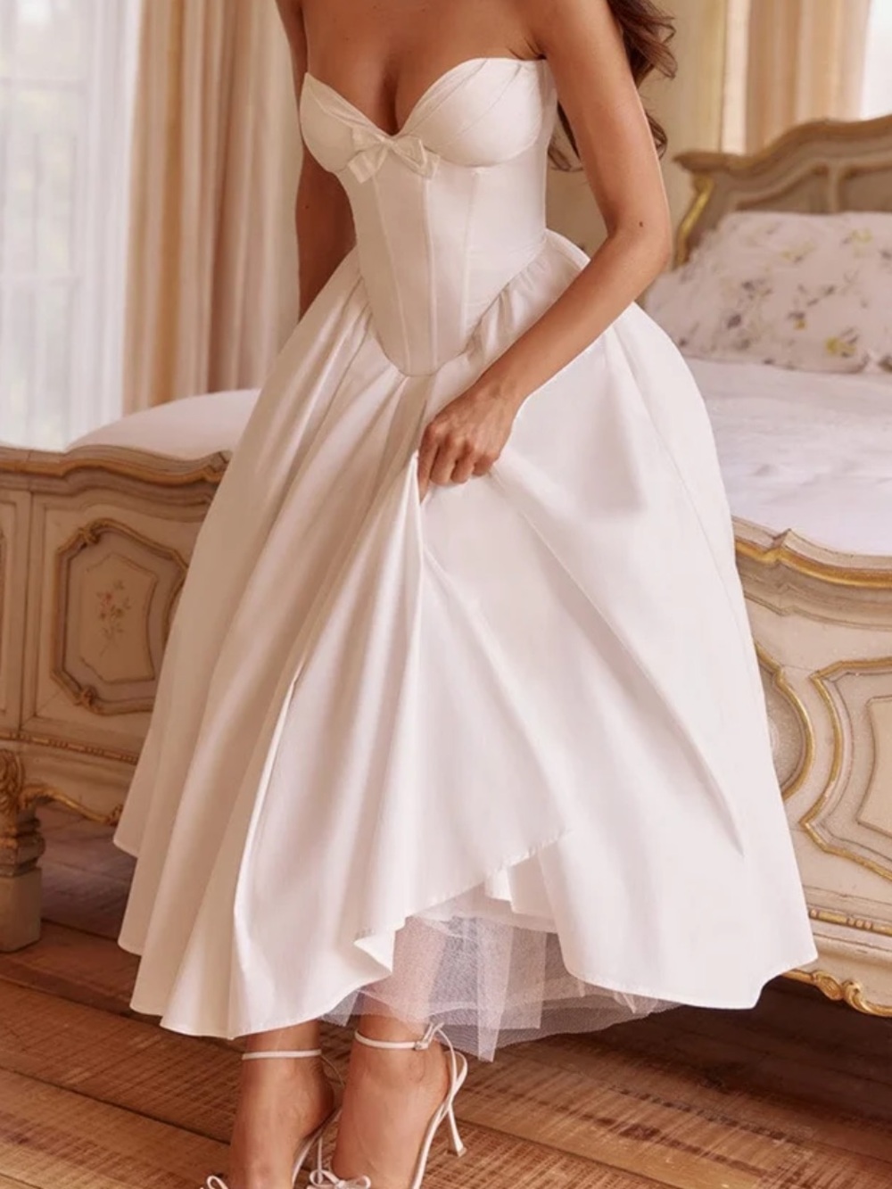 Babyboo Strapless Corset Fit and Flare Dress Sweetheart Neckline